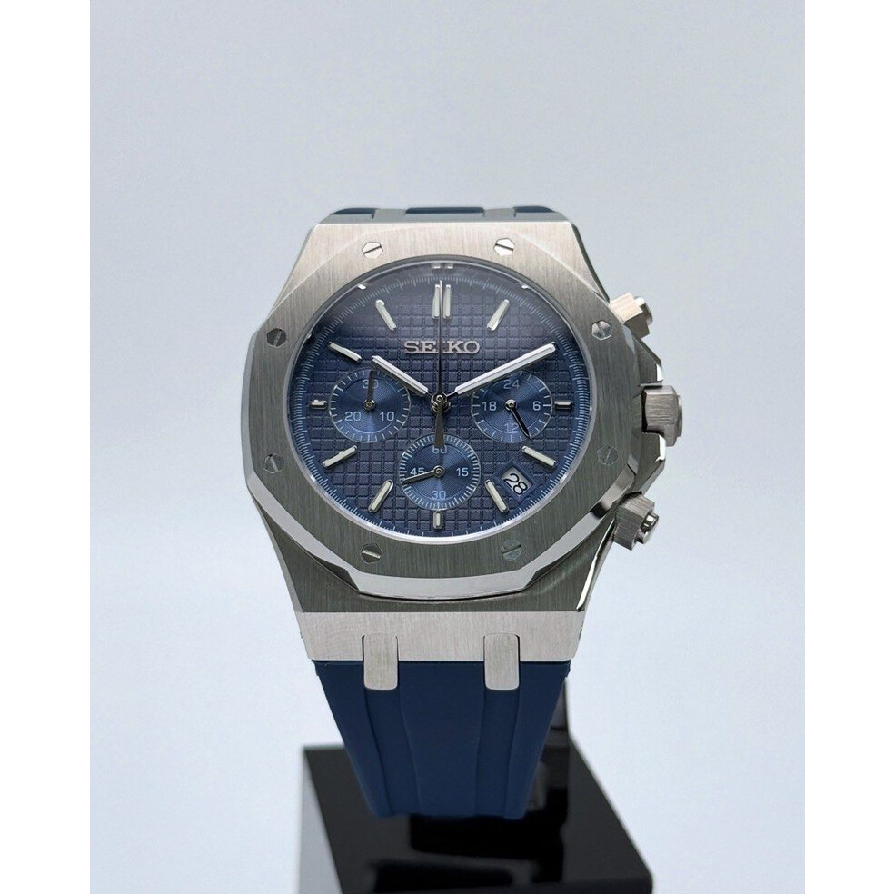 Custom Seiko Mod • Blue AP Quartz Chronograph • 42mm 